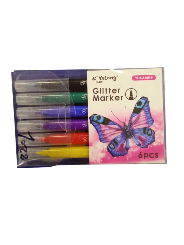 YALONG GLITTER MARKER 6 PCS PACK NO YL235105 6